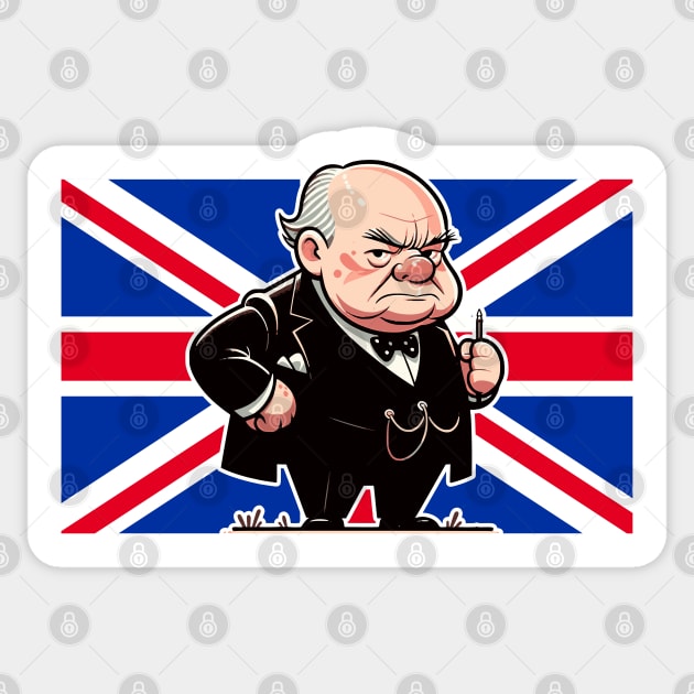 British Prime Minister Sir Winston Churchill Union Jack British History Sticker by Yesteeyear